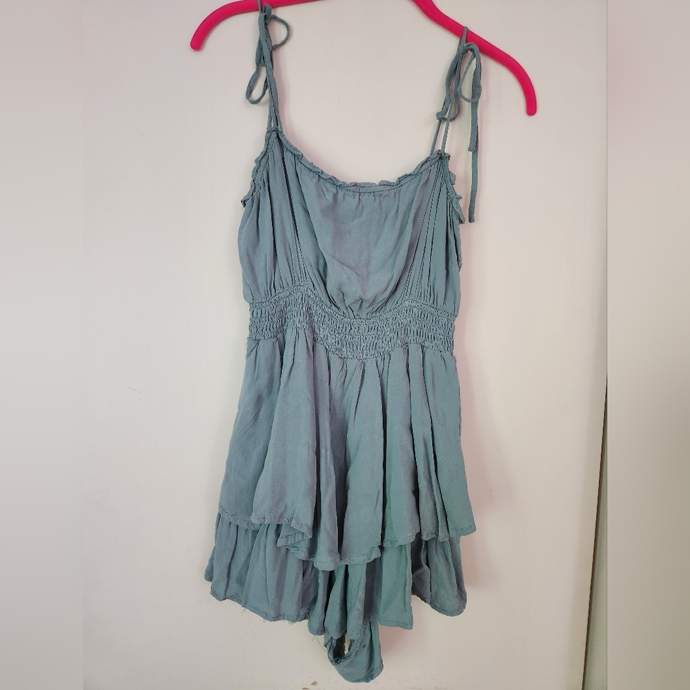Blue Ruffle Romper